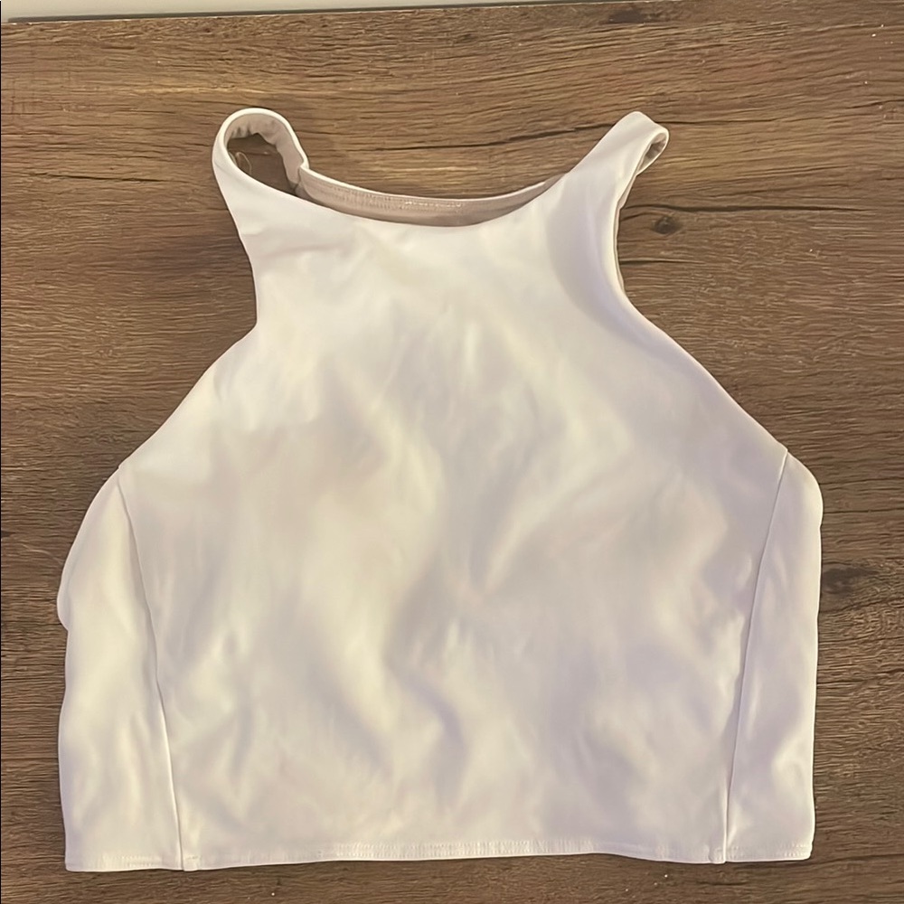 Lululemon Athletica White Fitted Crop Sports Bra